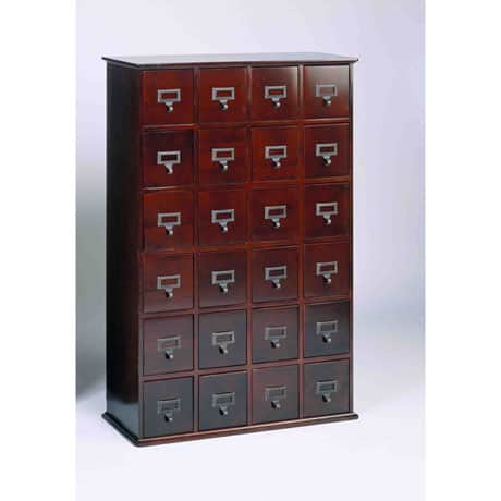 Library Catalog Media Storage Cabinet - 24 Drawers - Stores 456 CDs or 192 DVDs