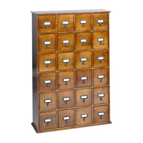 Library Catalog Media Storage Cabinet - 24 Drawers - Stores 456 CDs or 192 DVDs