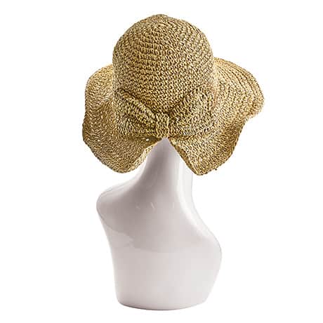 Crocheted Packable Hat with Bow