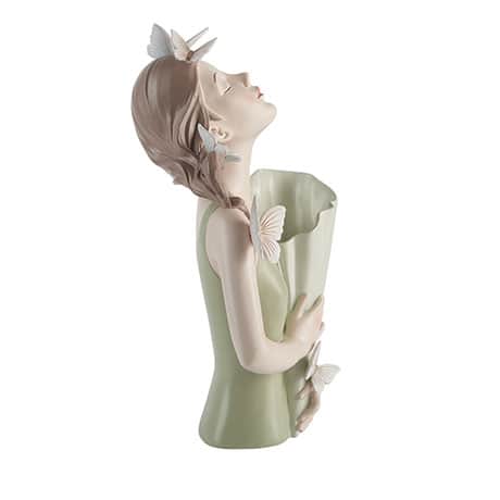 Girl with Butterflies and Vase Sculpture
