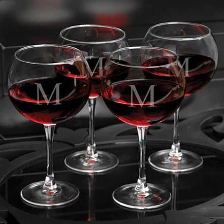 Personalized Red Wine Glasses Set/4