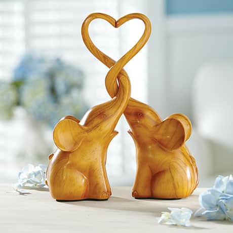 Two Elephants Forming Heart Sculpture