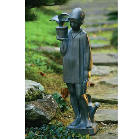 Little Gardener Lawn Sculpture 38&#34; Bronze Finish by Sylvia Shaw-Judson