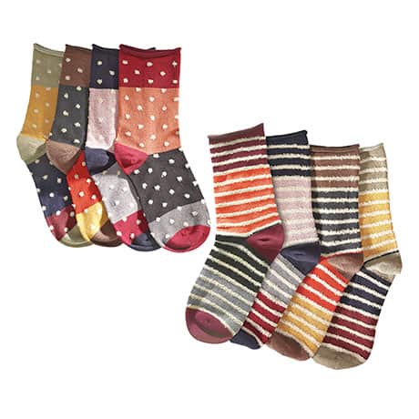 Mismatched Socks Gift Set: 4 Pair Striped 4 Pair Polka Dots (8 pair)