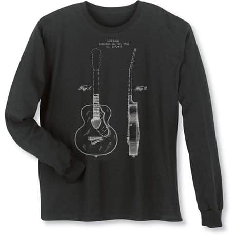 Vintage Patent Drawing Shirts - Guitar