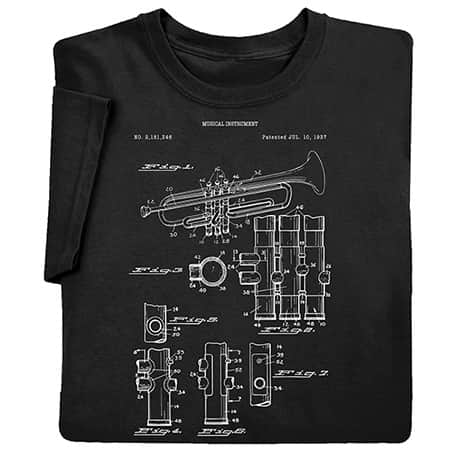Vintage Patent Drawing Shirts - Trumpet