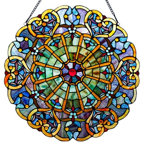 Stained Glass Hearts Window Panel