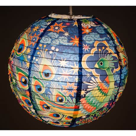 Peacock Stained Glass Paper Lantern
