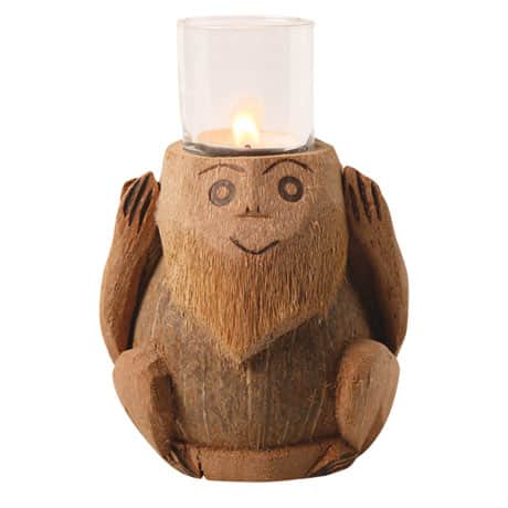 Wise Monkeys Coconut Tea Light Holders - Set of 3