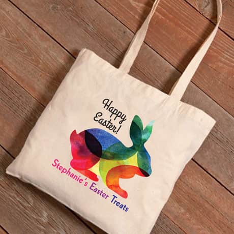 Personalized Easter Tote - Rainbow Bunny