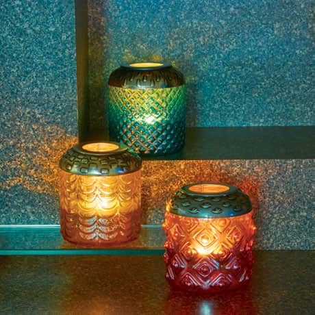 Vintage-Style Glass Votive Lanterns Set