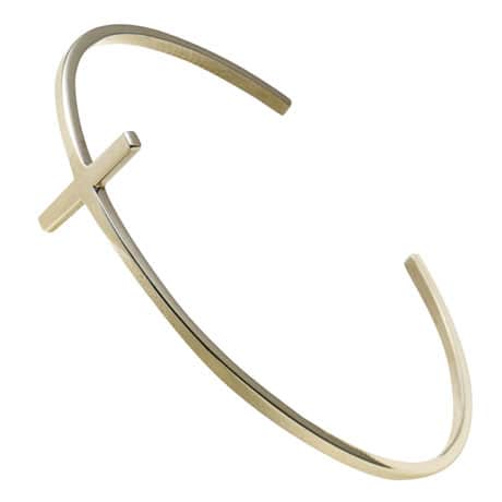 Simple Cross Cuff Bracelet - Stainless Steel