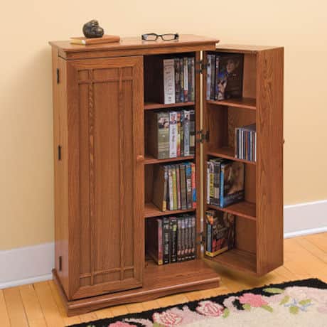Solid Oak Media Storage Cabinet - CDs & DVDs