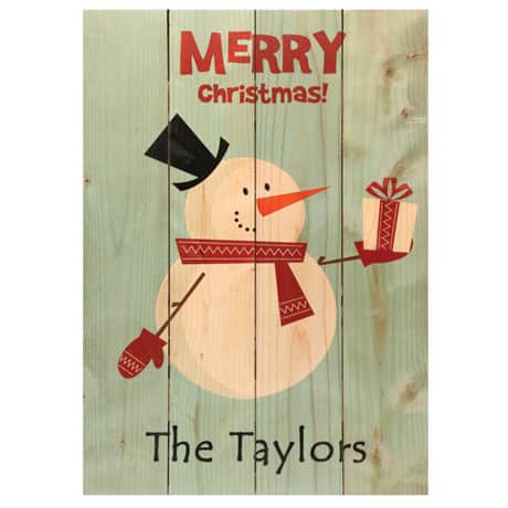 Personalized Retro Snowman Wood Sign