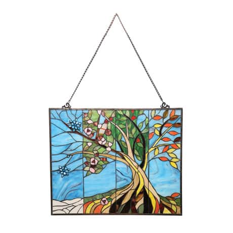 Four Seasons Stained Glass Hanging Panel