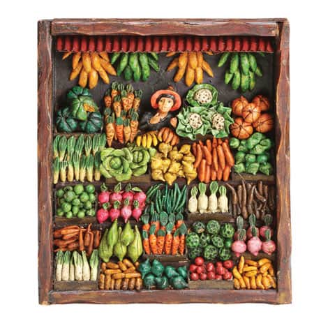 Handcrafted Vegetable Market Retablo Frame