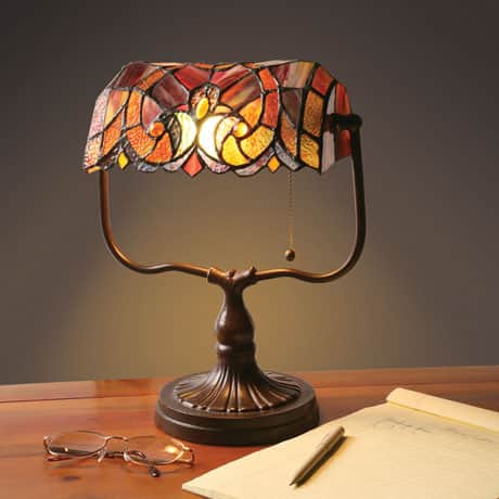 Stained Glass Banker's Lamp