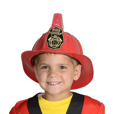 Jr Firefighter Helmet, Red with Siren & Light