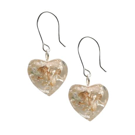 Sterling Silver Leaf Heart Earrings