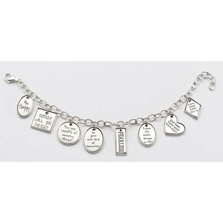 Positivity Charm Bracelet - Sterling Silver Inspirational Charms