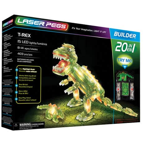 Dinosaur Laser Pegs Kit - Light Up Building Block Construction Toy