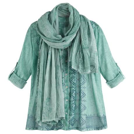 Green Meadow Shirt and Scarf Set
