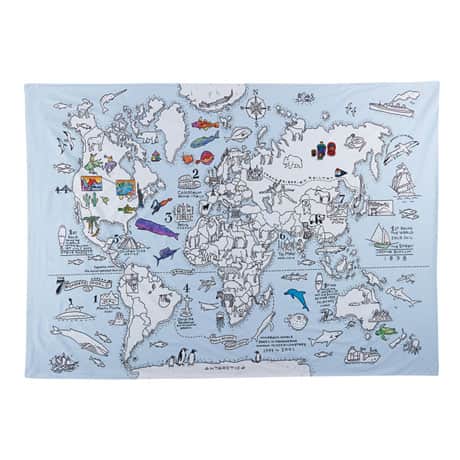 Doodle World Map Duvet Cover