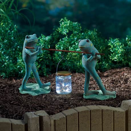 Frogs and Firefly Lantern Garden Sculpture