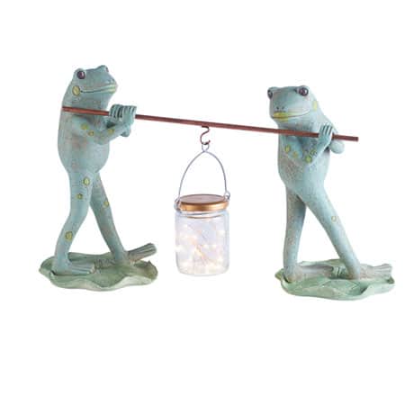 Frogs and Firefly Lantern Garden Sculpture