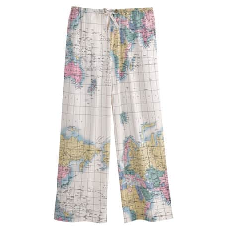 Women's World Map 100% Cotton Capri Pajamas