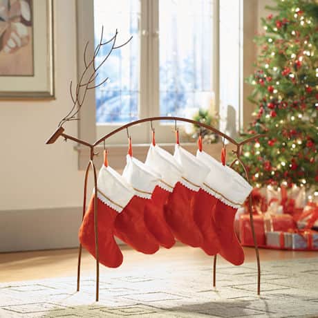 Metal Reindeer Stocking Holder Stand