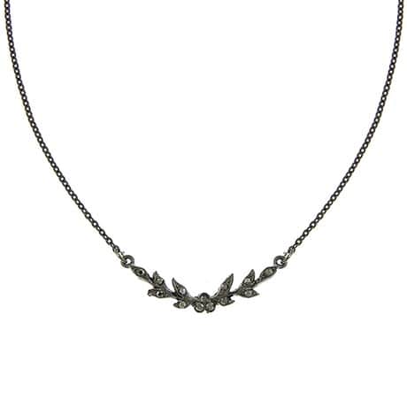 Downton Abbey Jeweled Faux Jet Leaf Collar Necklace