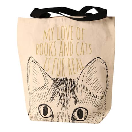 Books and Cats Canvas Tote