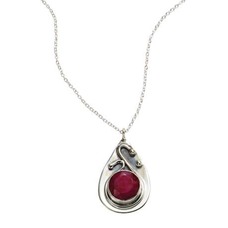 Ruby & Sapphire Swirl Necklace