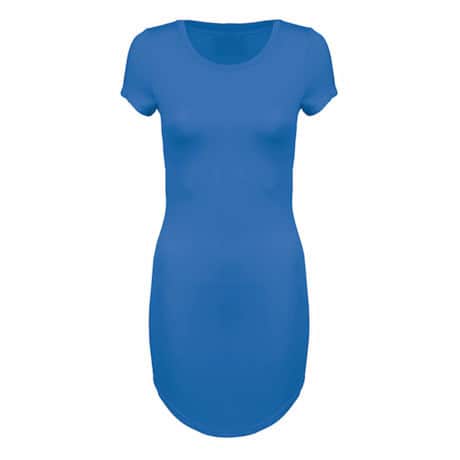 Round Hem Long T-Shirt Knit Dress Ladies-Fit Solid Color