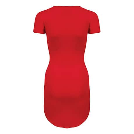 Round Hem Long T-Shirt Knit Dress Ladies-Fit Solid Color