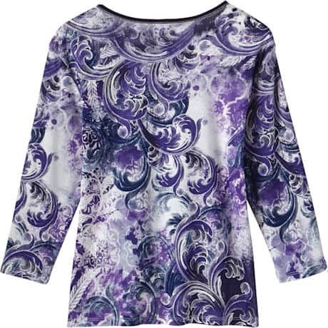 Sweeping Violet Paisley Knit Top