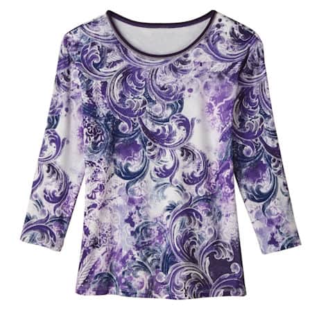 Sweeping Violet Paisley Knit Top