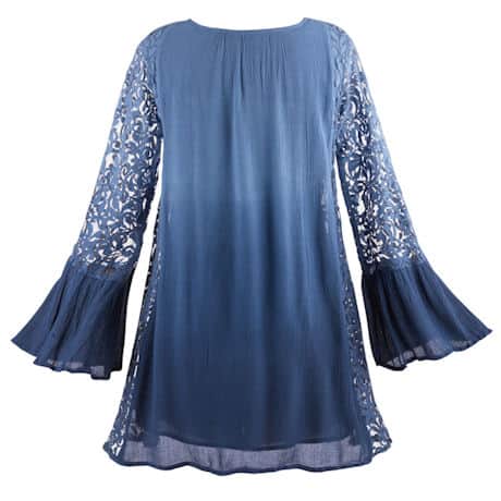 Textures Of Blue Ombre With Lace Tunic