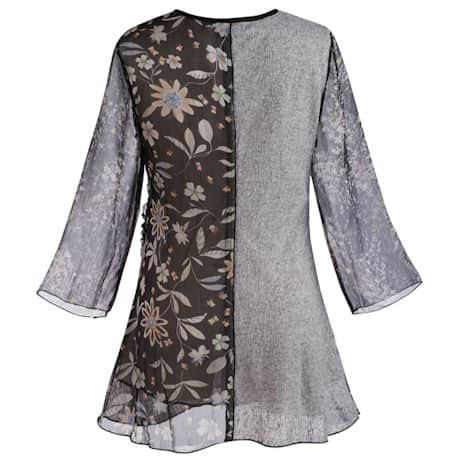 Patchwork Playground Lace & Floral Tunic-3/4 Bell Sleeve