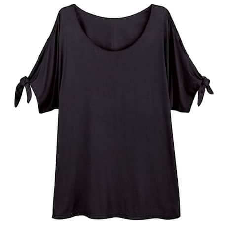 Cold-Shoulder Tie-Sleeve Knit Tunic