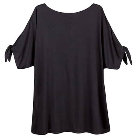 Cold-Shoulder Tie-Sleeve Knit Tunic