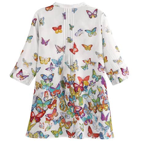 Brilliant Butterflies Pin-Tucked Bodice Tunic