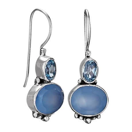 Blue Topaz And Chalcedony Earrings