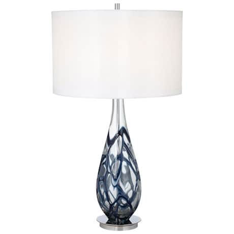 Indigo Swirl Art Glass Table Lamp