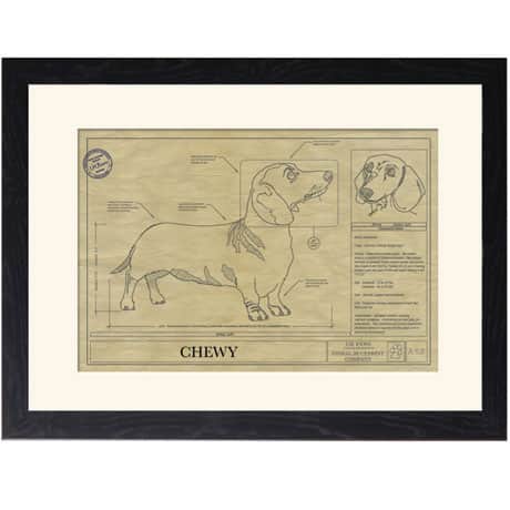 Personalized Framed Dog Breed Architectural Renderings - Dachshund