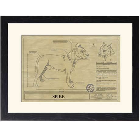 Personalized Framed Dog Breed Architectural Renderings - Pit Bull Terrier