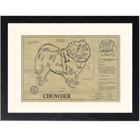 Personalized Framed Dog Breed Architectural Renderings - Chow Chow