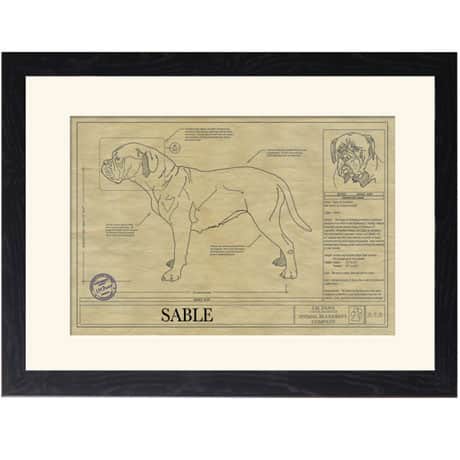 Personalized Framed Dog Breed Architectural Renderings - French Mastiff