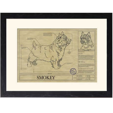 Personalized Framed Dog Breed Architectural Renderings - Norwich Terrier